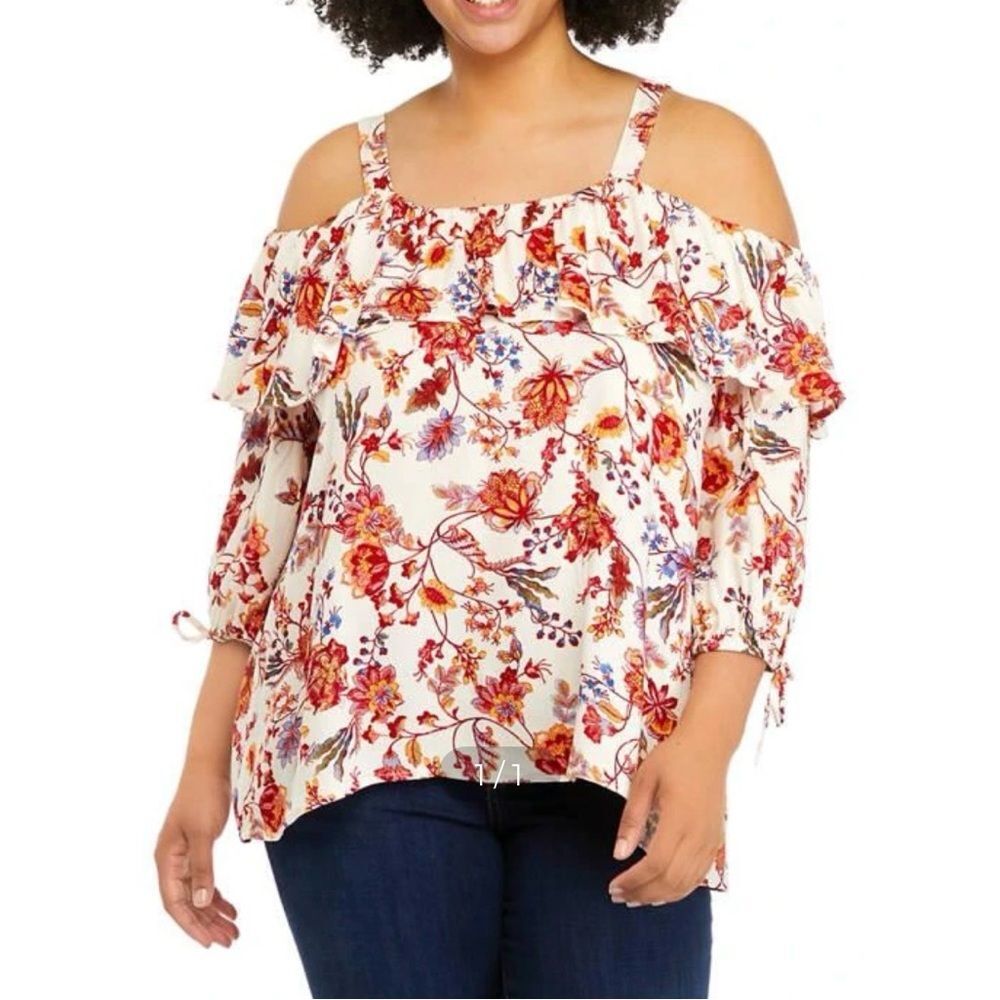 Cupio Cold Shoulder Floral Print Top Size S NWT